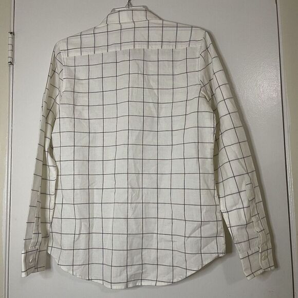 TAYLOR STITCH IVORY PLAID BUTTON DOWN MEN COLLAR SHIRT SIZE MEDIUM - Picture 3 of 5